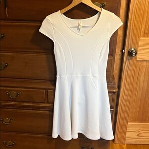 Frenchi White Cap-Sleeve Fit & Flare Mini Dress